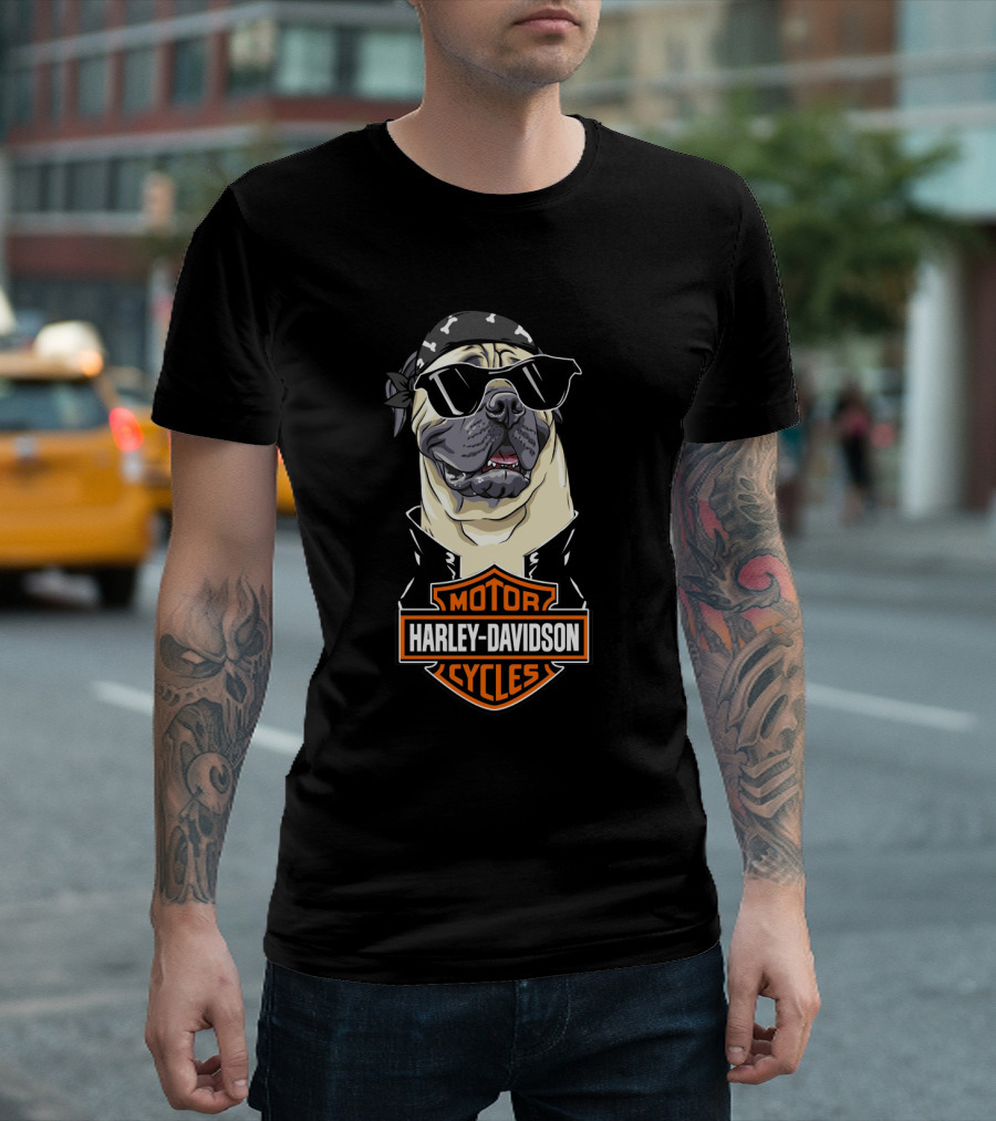 Bullmastiff Harley Davidson Motorcycles Biker Cool Dog T-Shirt