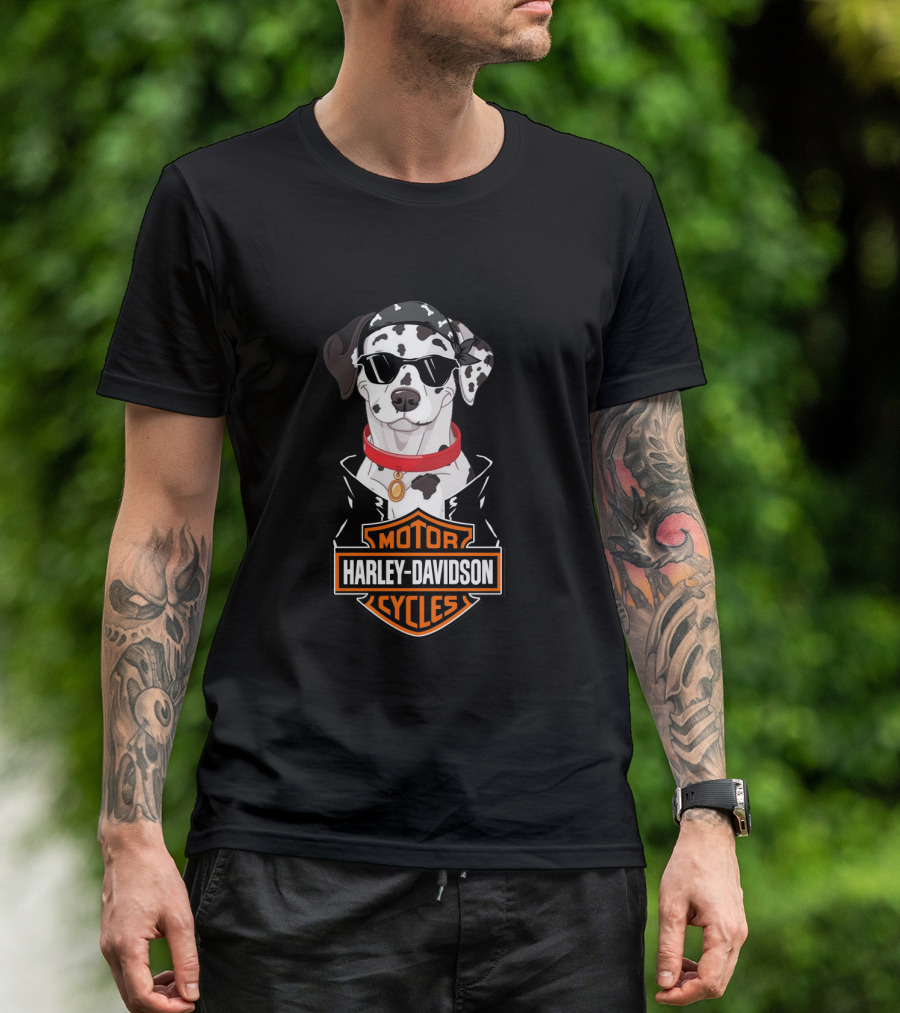 Dalmatian Biker Harley Davidson Motor Cycles T-Shirt