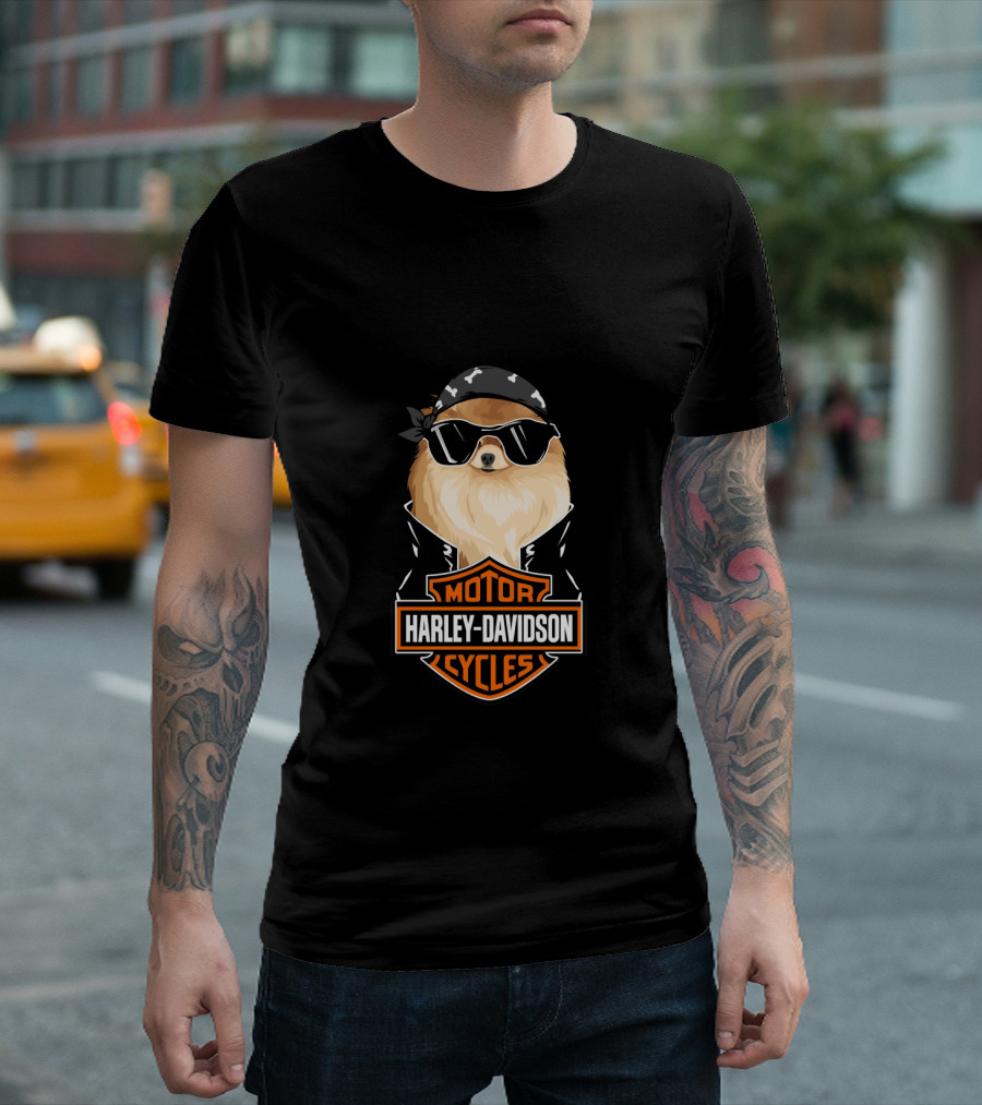 Harley Davidson German Spitz Motorcycles Biker T-Shirt