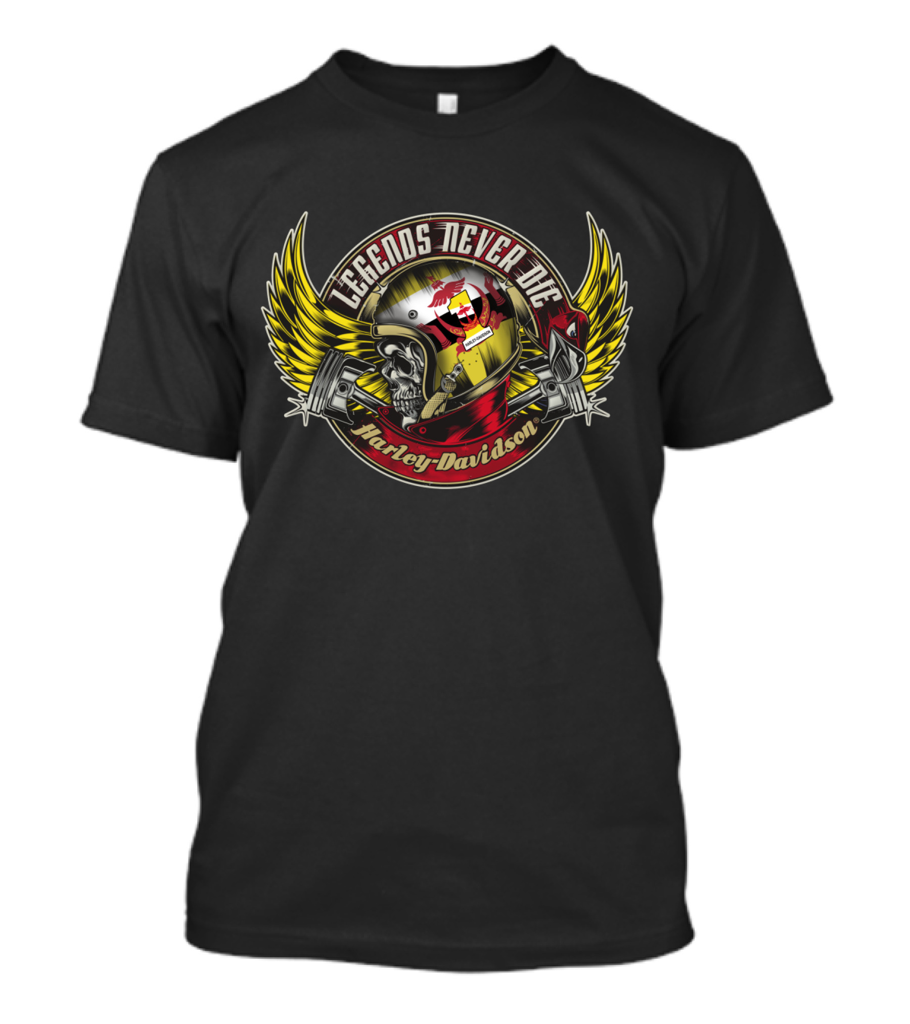 Legends Never Die Brunei Flag Skull Harley Davidson T-Shirt