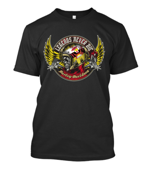 Legends Never Die Brunei Flag Skull Harley Davidson T-Shirt