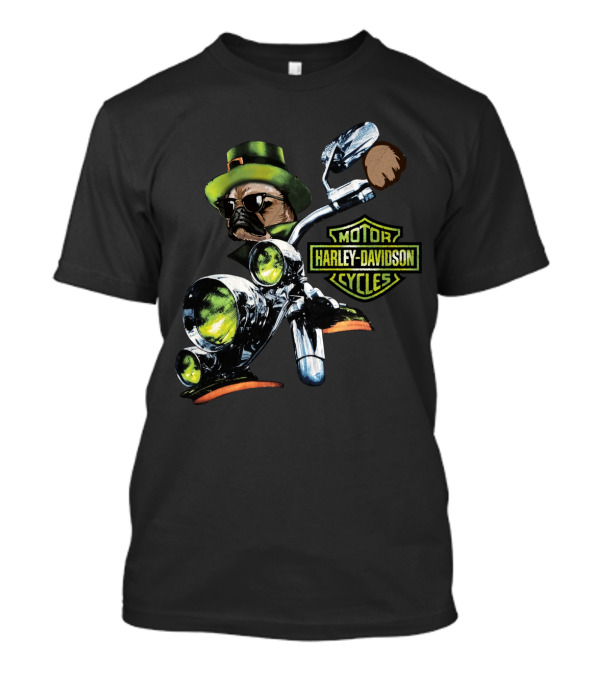 Motor Harley Davidson Cycles Patrick Day Pug On Motorcycle T-Shirt