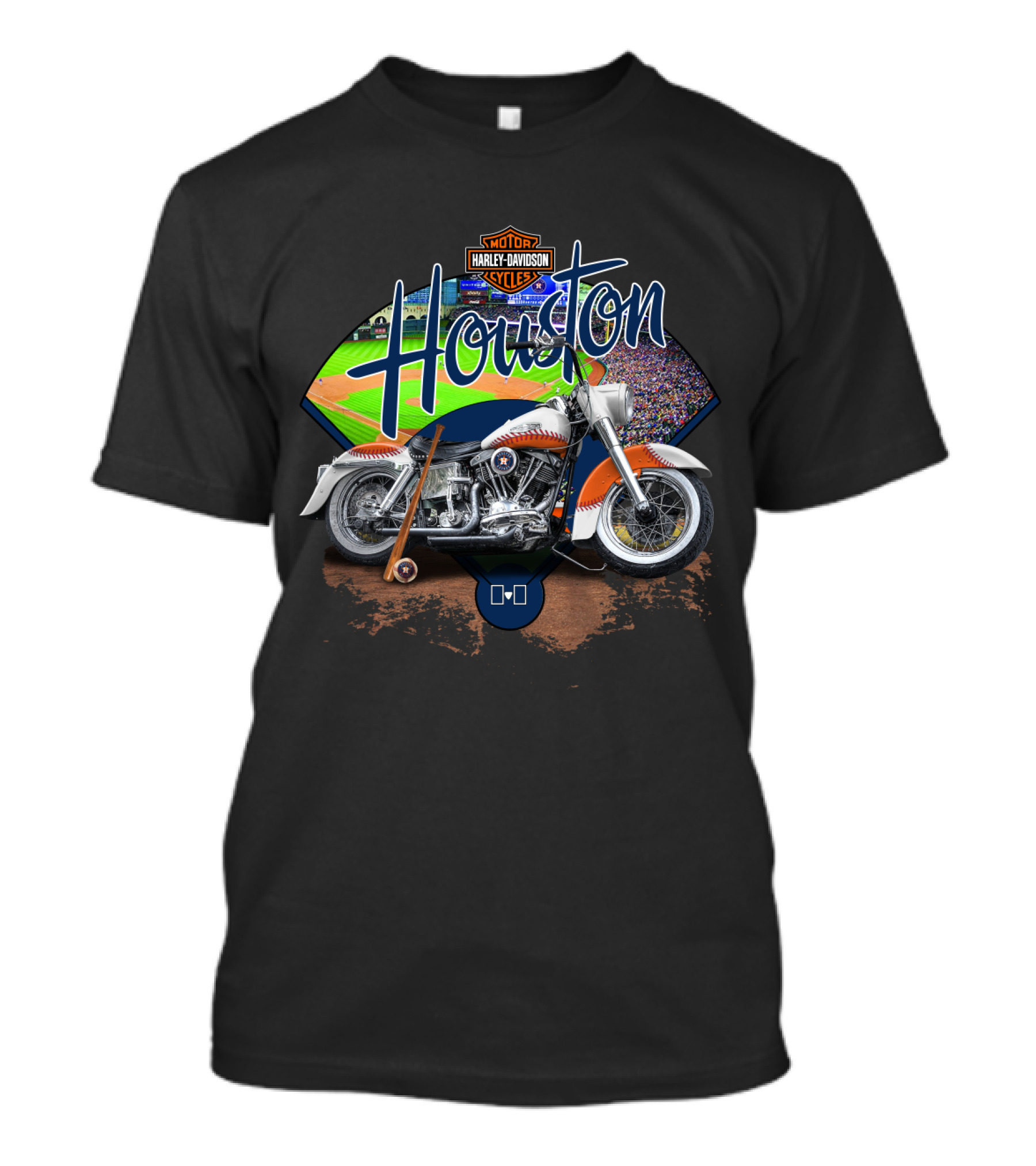 Houston Astros Harley Davidson Motorcycle Baseball Experience T-Shirt