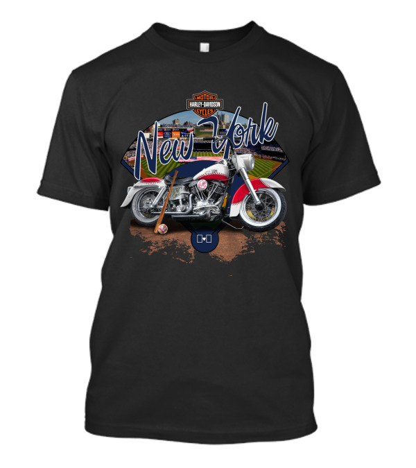 New York Yankees Harley Davidson Motorcycle Stadium Scene T-Shirt