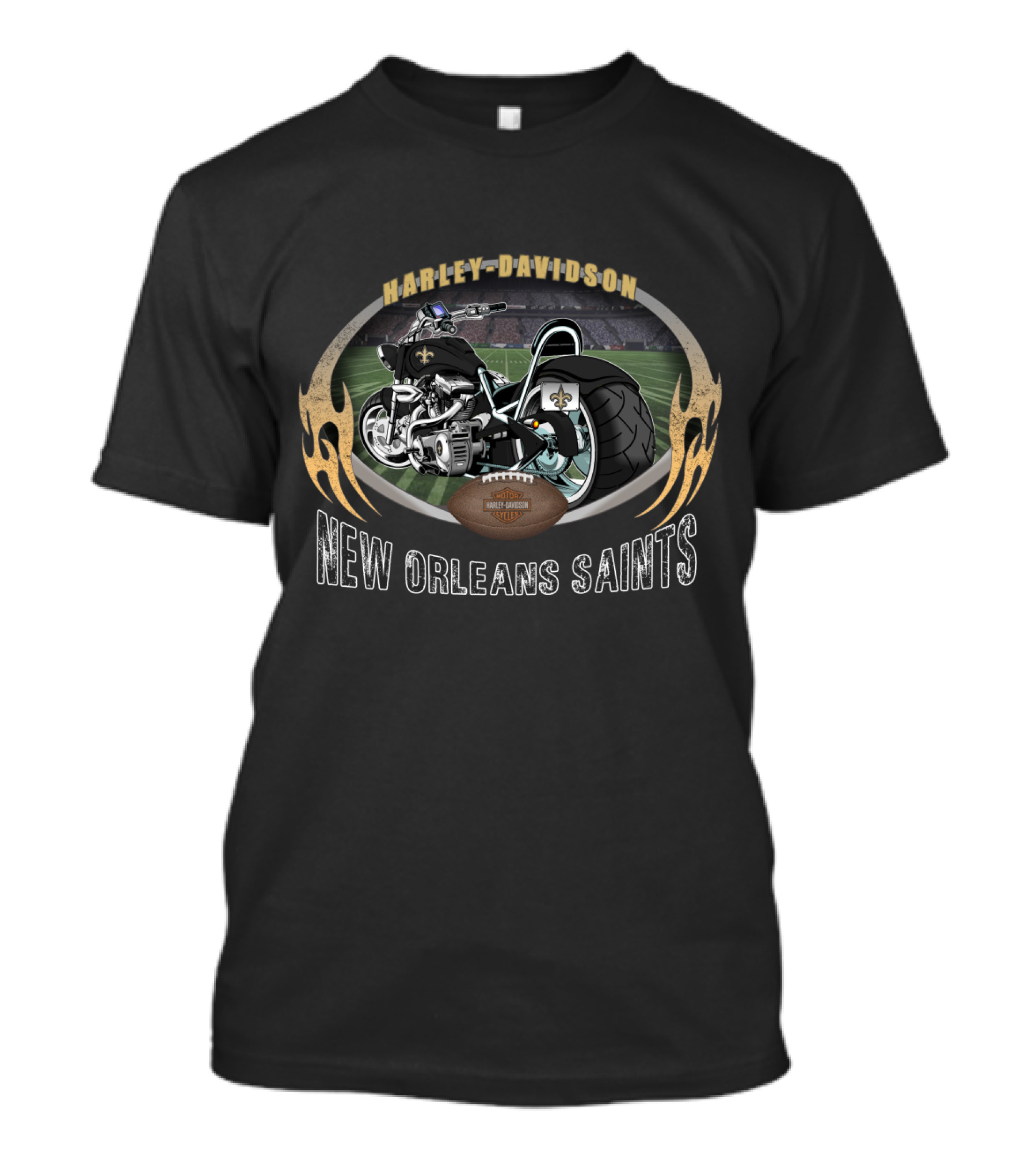 Harley Davidson New Orleans Saints Motorcycle Nfl Football T-Shirt