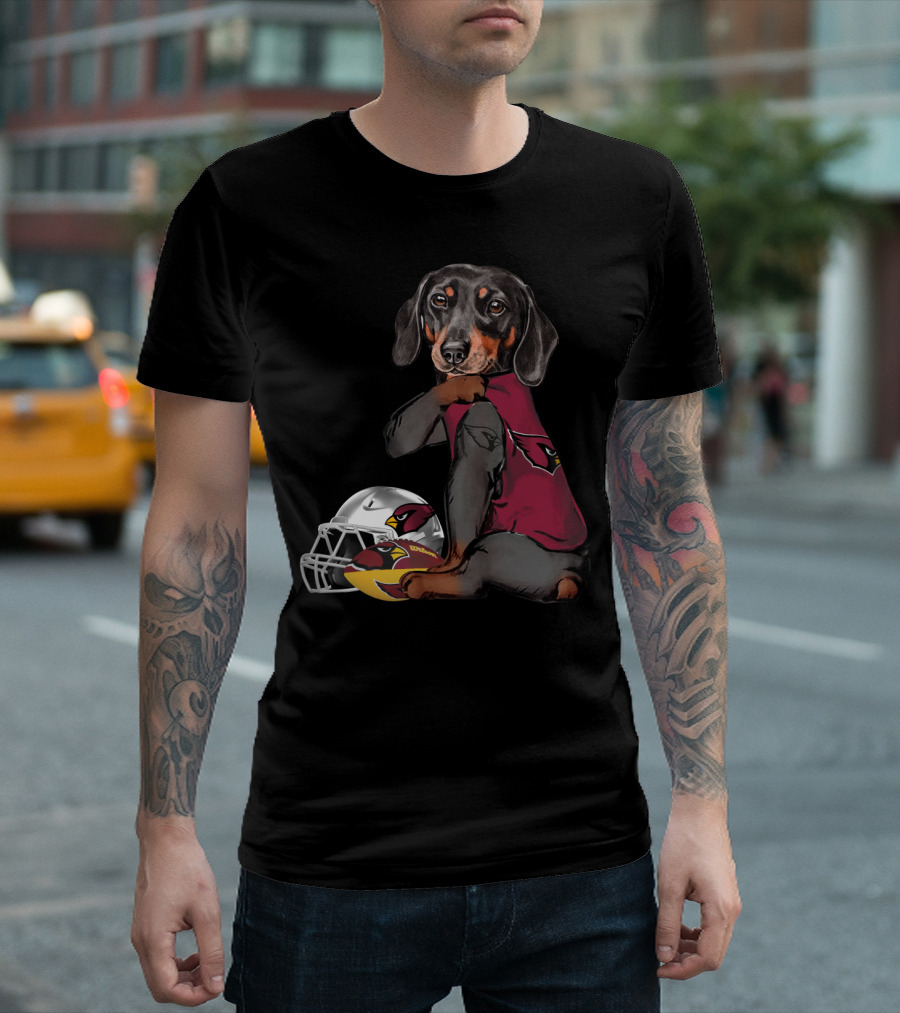 Arizona Cardinals Football Dachshund With Helmet And Ball T-Shirt