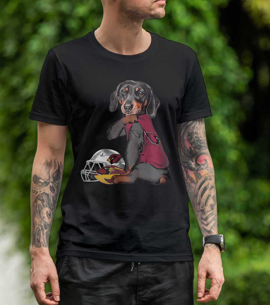 Arizona Cardinals Football Dachshund With Helmet And Ball T-Shirt