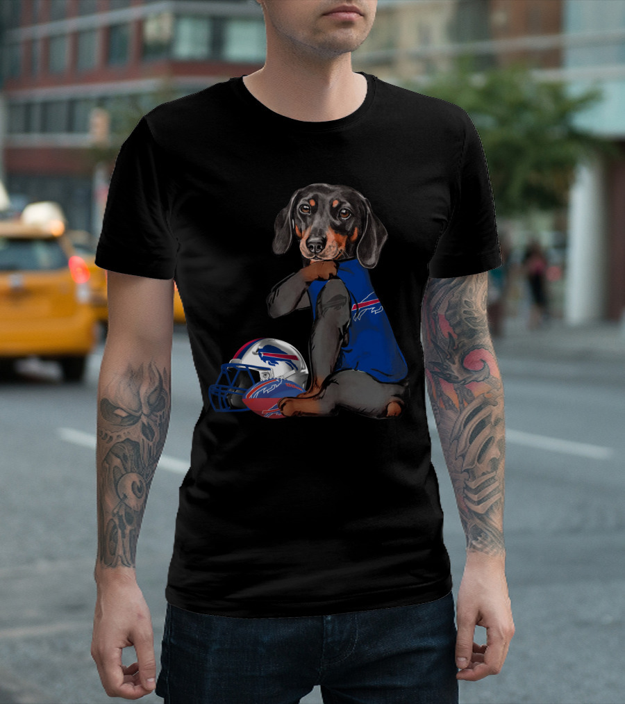 Buffalo Bills Dachshund with Helmet and Jersey T-Shirt