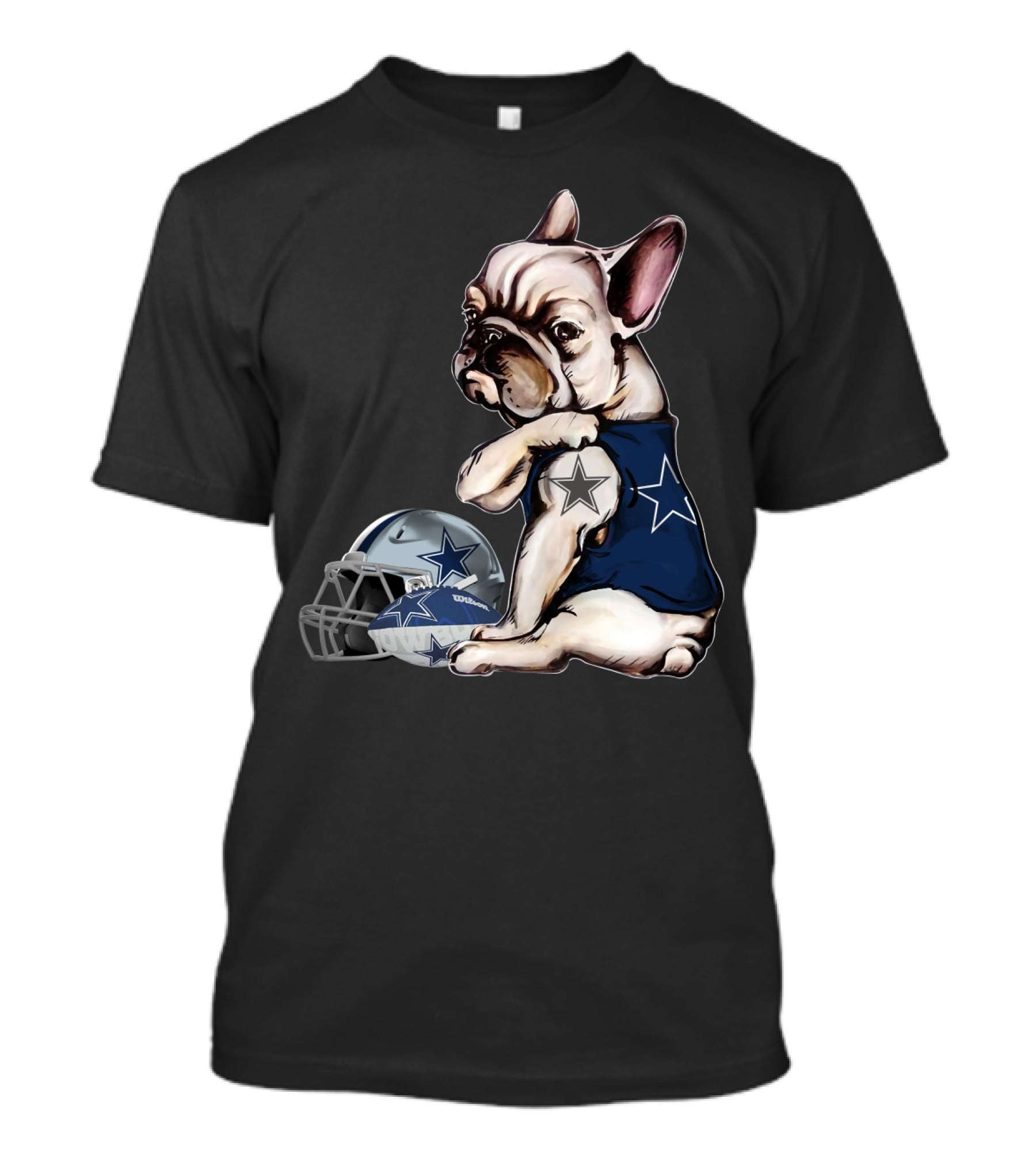 Dallas Cowboys Pug With Star Jersey And Helmet T-Shirt