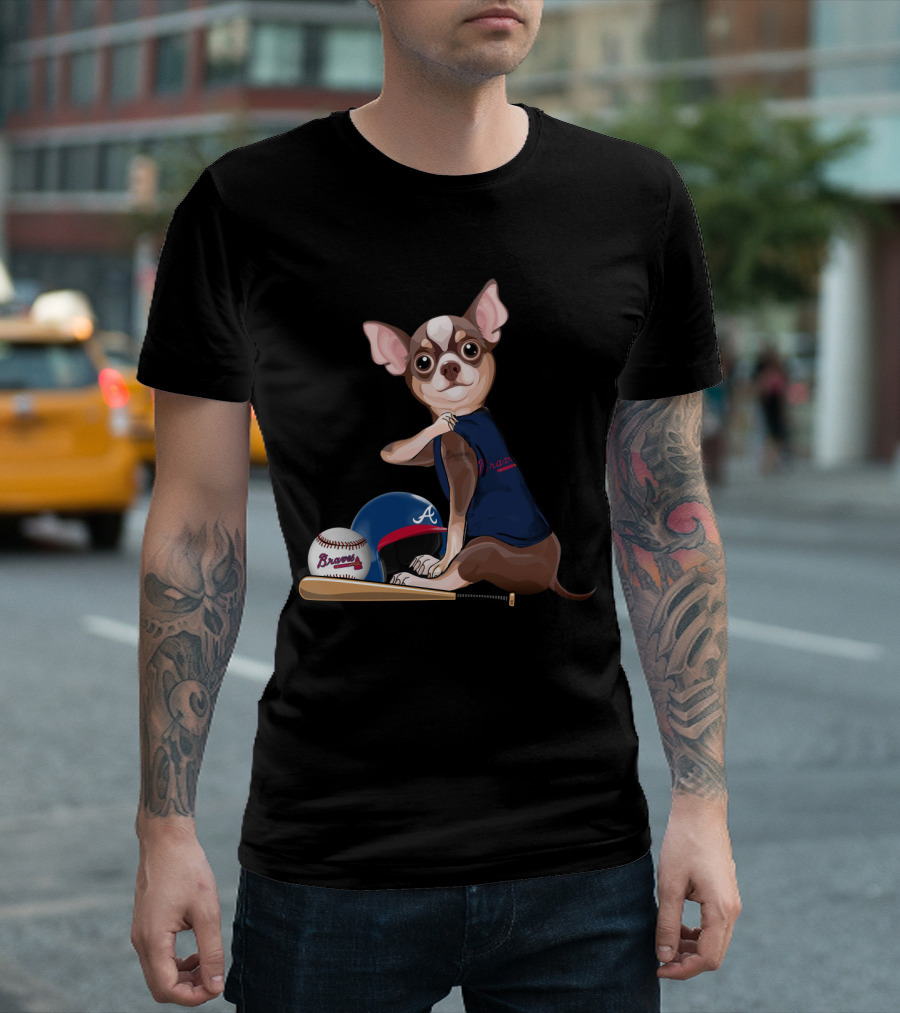 Atlanta Braves Chihuahua Baseball Team Spirit T-Shirt