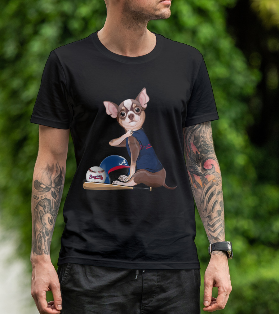 Atlanta Braves Chihuahua Baseball Team Spirit T-Shirt