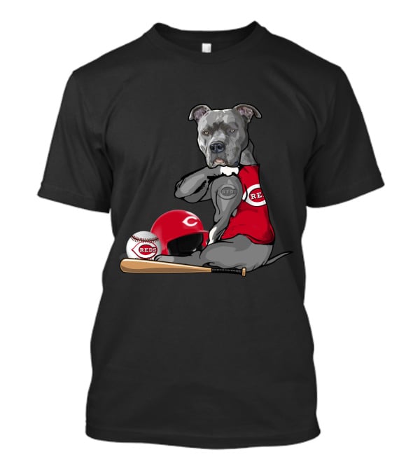 Cincinnati Reds Pit Bull Baseball Bat Helmet T-Shirt