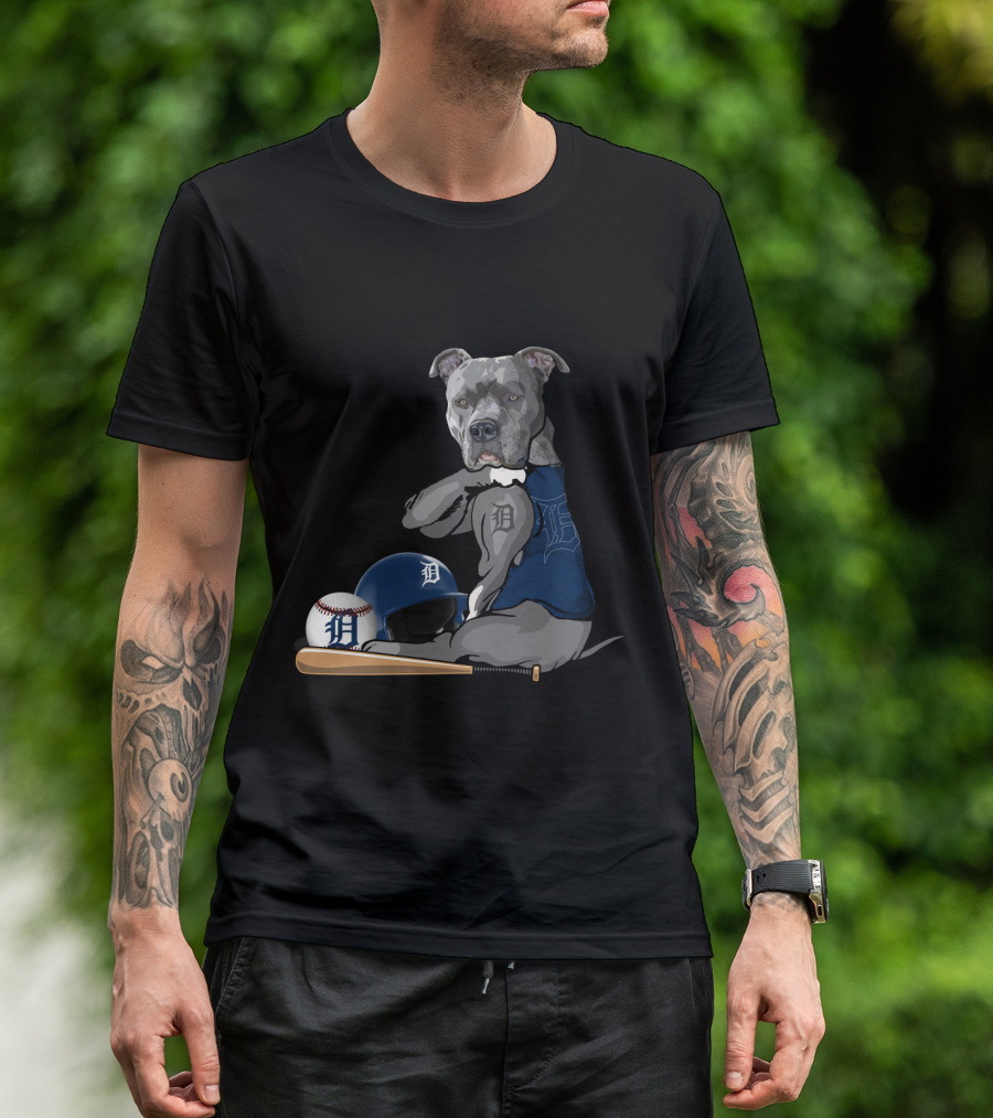 Detroit Tigers Pit Bull Baseball Team Spirit T-Shirt