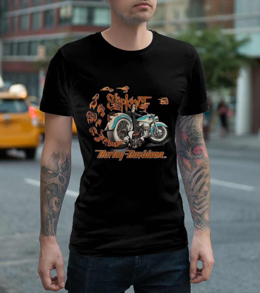 Slipknot Harley Davidson Motorcycle And Guitar T-Shirt