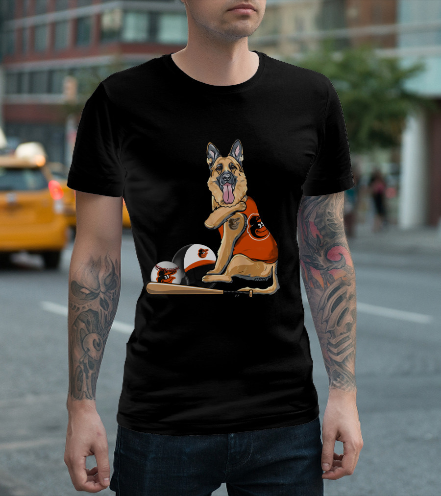German Shepherds Baltimore Orioles Baseball Dog T-Shirt