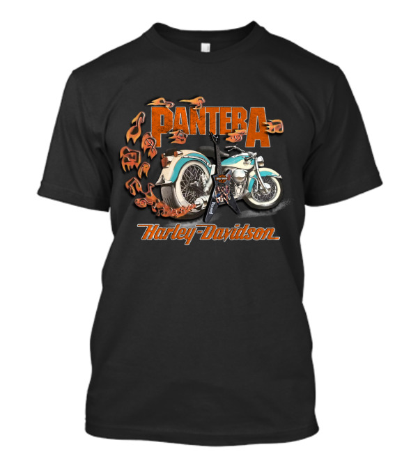 Pantera Harley Davidson 20Hdm Motorcycle Flames Guitar T-Shirt