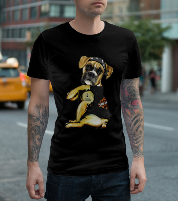 Harley Davidson Boxer Dog Motorcycle Lovers T-Shirt