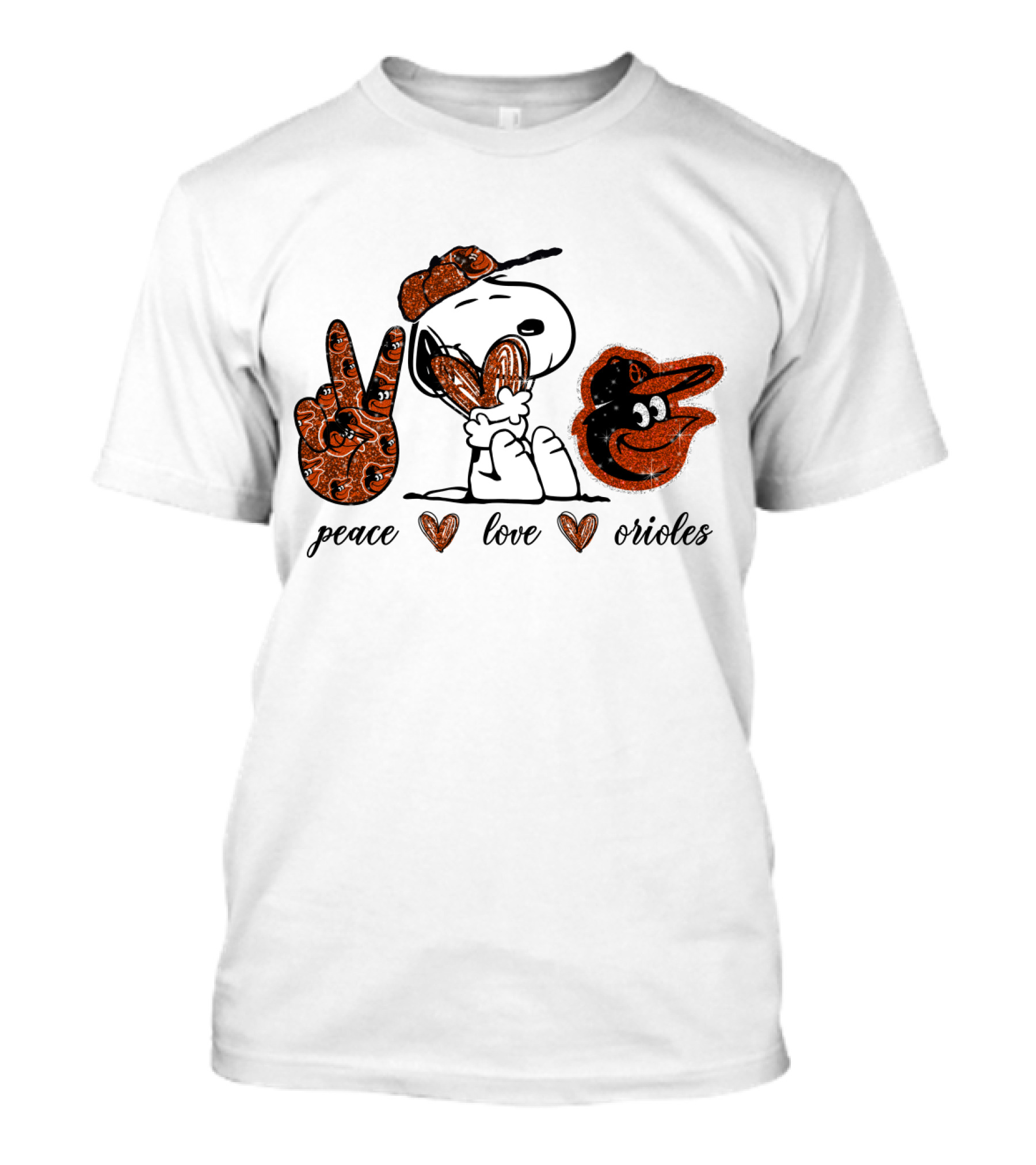 Peace Love Baltimore Orioles Snoopy T-Shirt