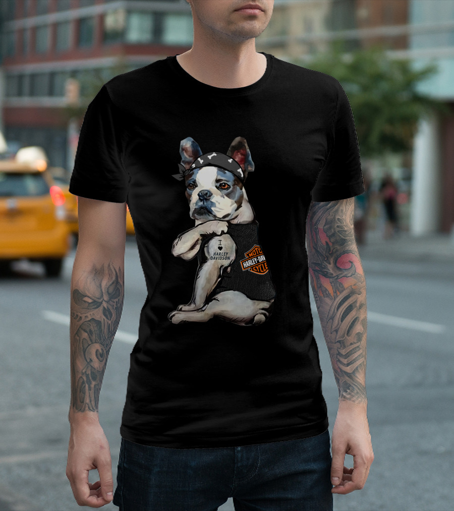 Boston Terrier Harley Davidson Cycle I Love Harley Davidson T-Shirt