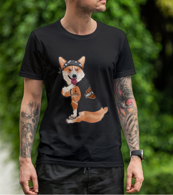 Harley Davidson Corgi With Bandana T-Shirt