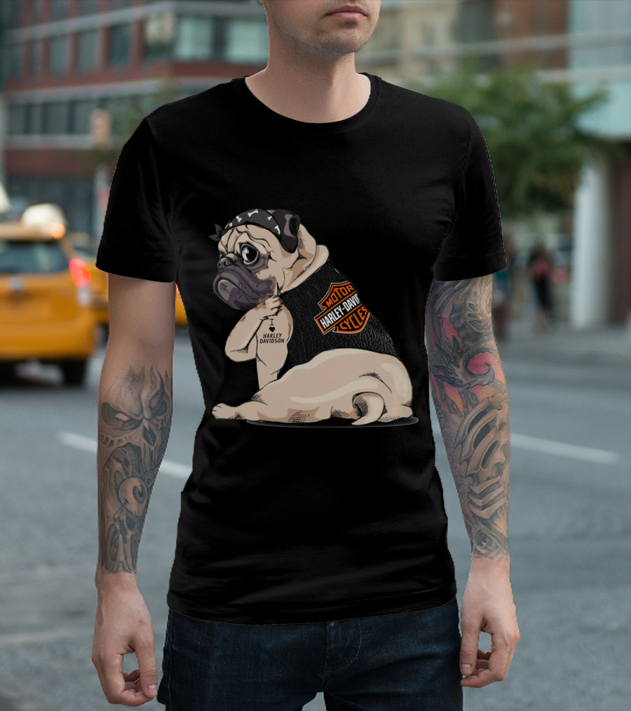 Pug Harley Davidson Motorcycles I Love Harley Davidson T-Shirt