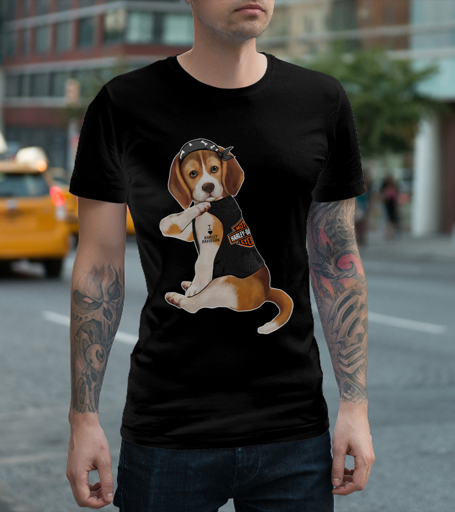 Harley Davidson Beagle I Love Harley Davidson T-Shirt