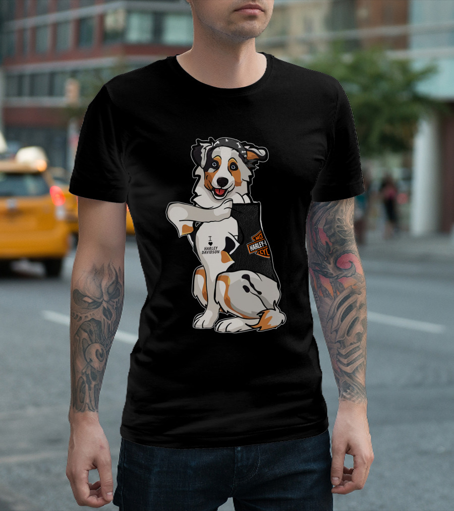 Australian Shepherd I Harley Davidson Motorcycle Fan T-Shirt