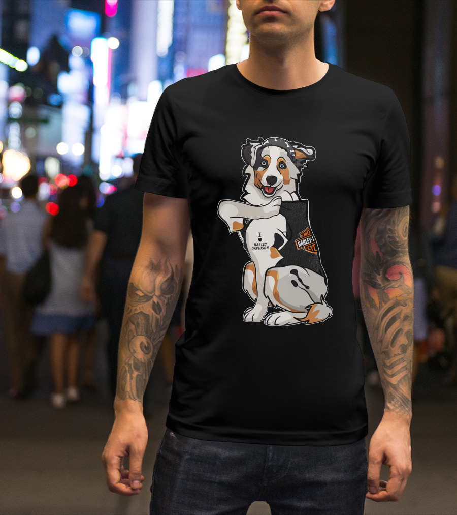 Australian Shepherd I Harley Davidson Motorcycle Fan T-Shirt