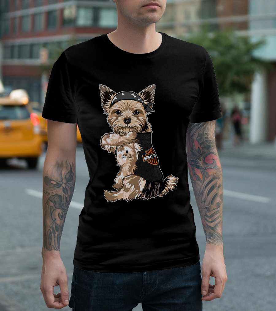 Yorkshire Terrier I Love Harley Davidson Motorcycles T-Shirt