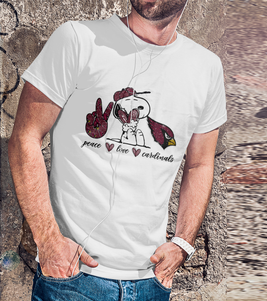 Peace Love Arizona Cardinals Snoopy Fan T-Shirt