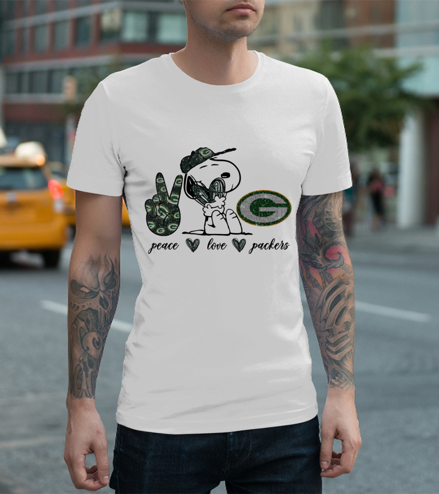 Peace Love Packers Snoopy Green Bay T-Shirt