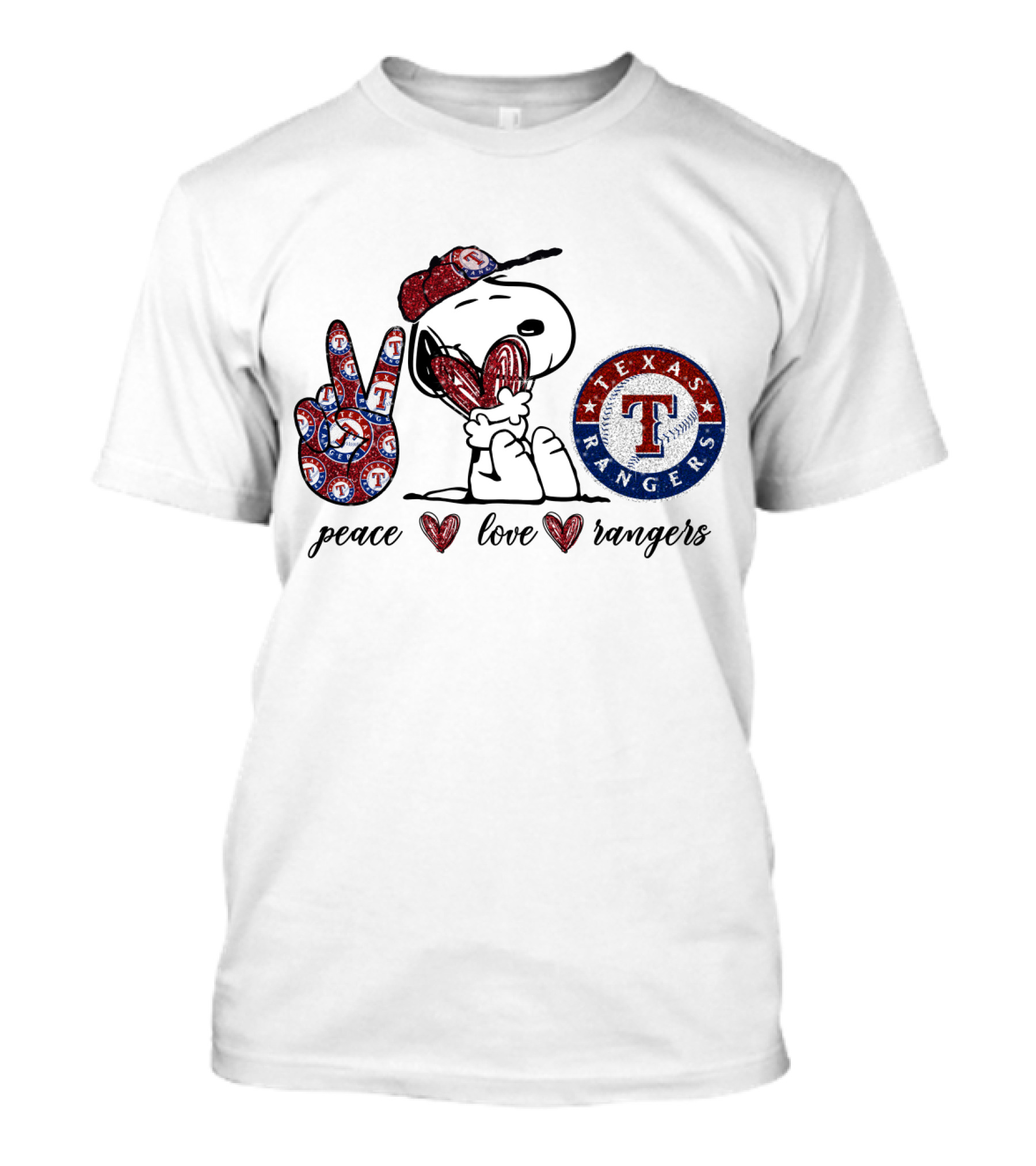 Peace Love Snoopy Texas Rangers T-Shirt