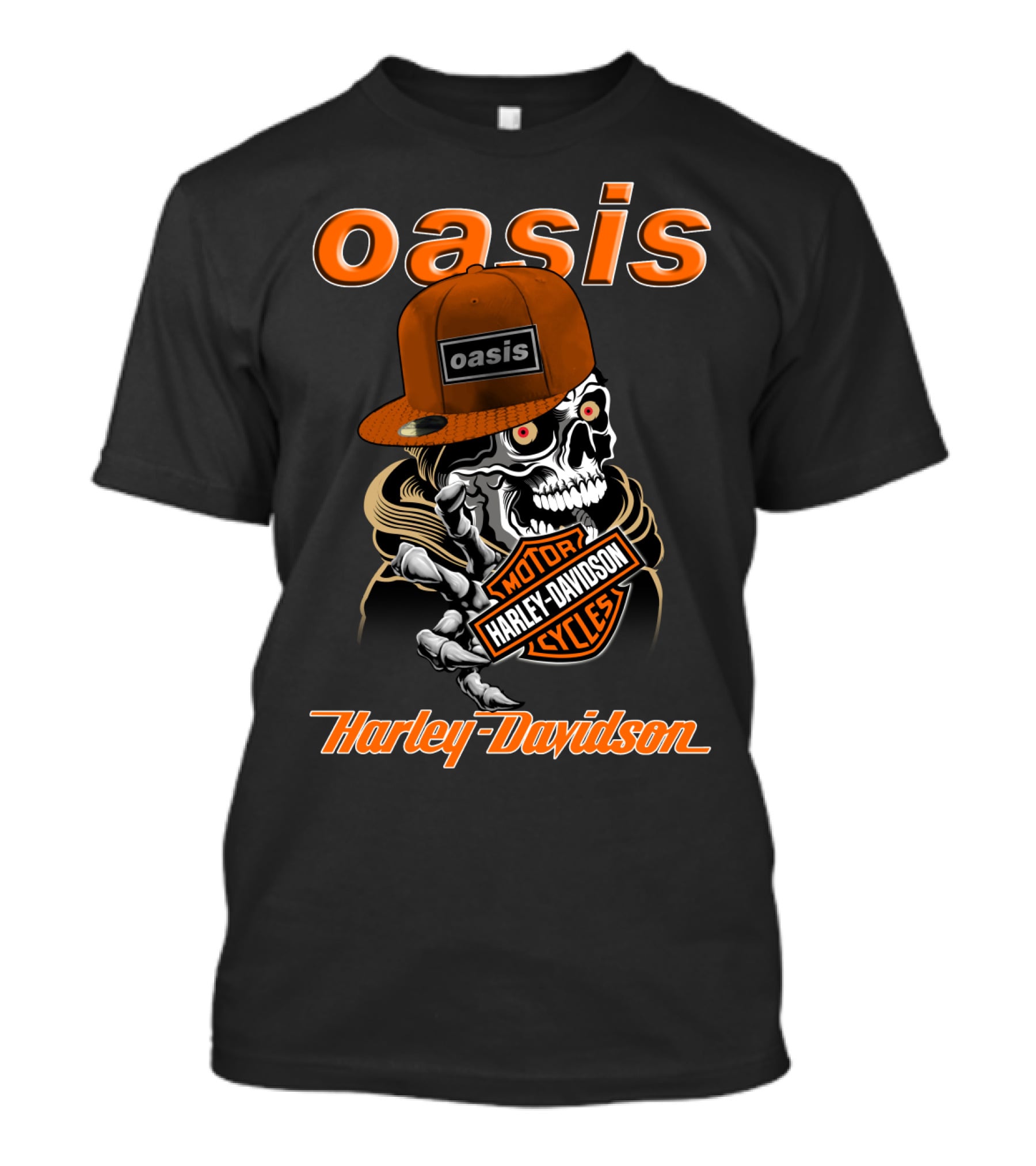 Oasis Skull Harley Davidson Motorcycles T-Shirt
