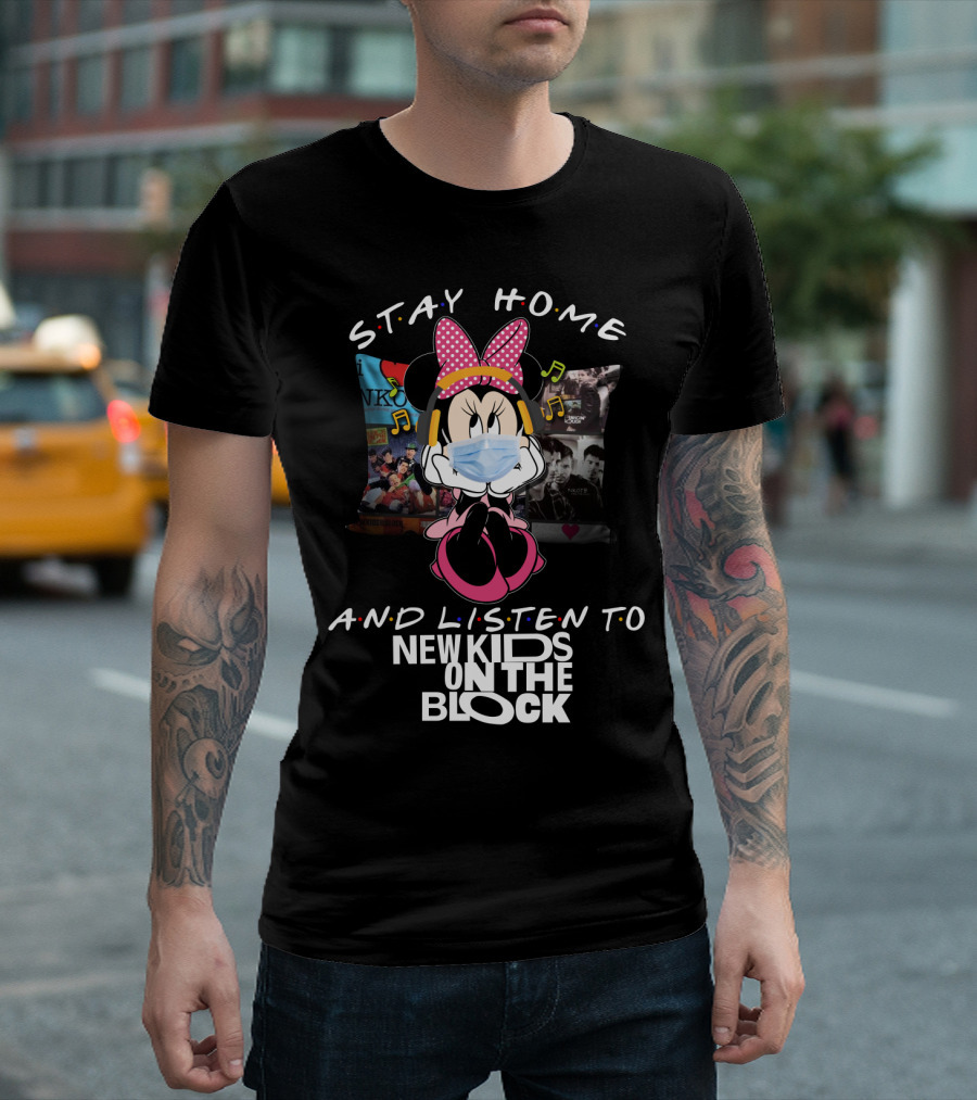 Stay Home And Listen To New Kids On The Block Minnie Mouse Mask T-Shirt