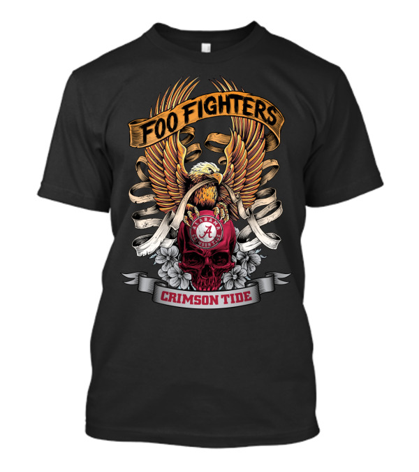 Foo Fighters Alabama Crimson Tide Eagle Skull Ribbon T-Shirt