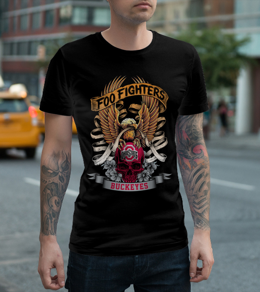 Foo Fighters Ohio State Buckeyes Eagle Skull T-Shirt