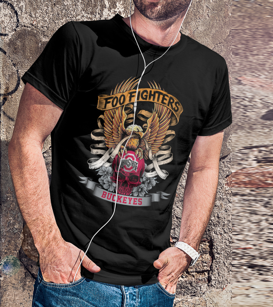 Foo Fighters Ohio State Buckeyes Eagle Skull T-Shirt
