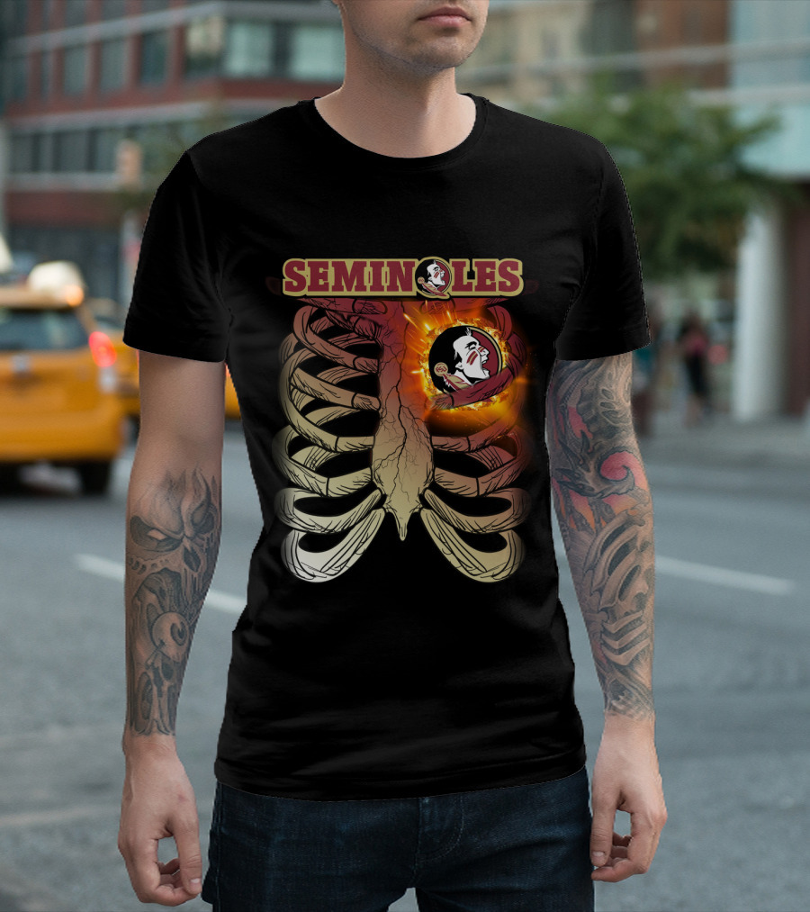 Florida State Seminoles Logo with Fiery Ribcage T-Shirt