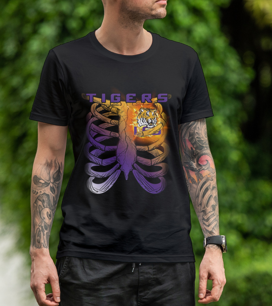 Tigers Ribcage Heart LSU Tigers T-Shirt