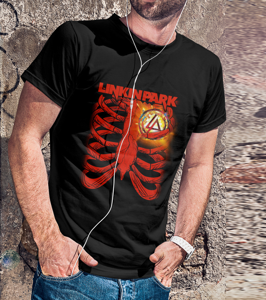 Linkin Park Burning Symbol Ribcage T-Shirt