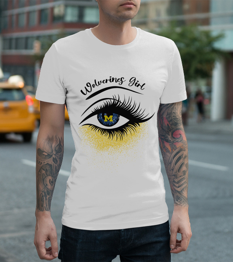 Wolverines Girl Michigan Eye With M Logo And Eyelashes T-Shirt