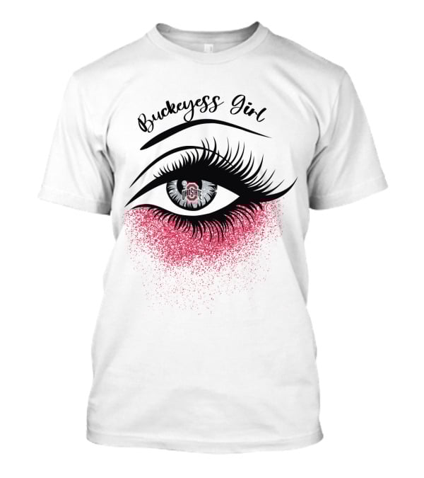 Buckeyess Girl Ohio State Eye Logo And Pink Glitter T-Shirt