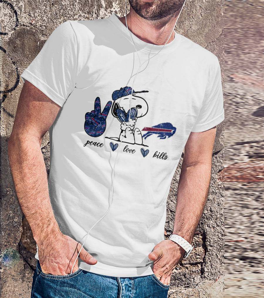 Peace Love Bills Snoopy Buffalo Bills T-Shirt