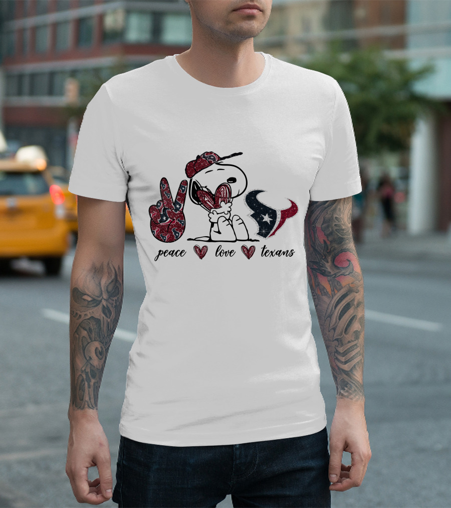 Peace Love Texans Snoopy Football Fan Icons T-Shirt