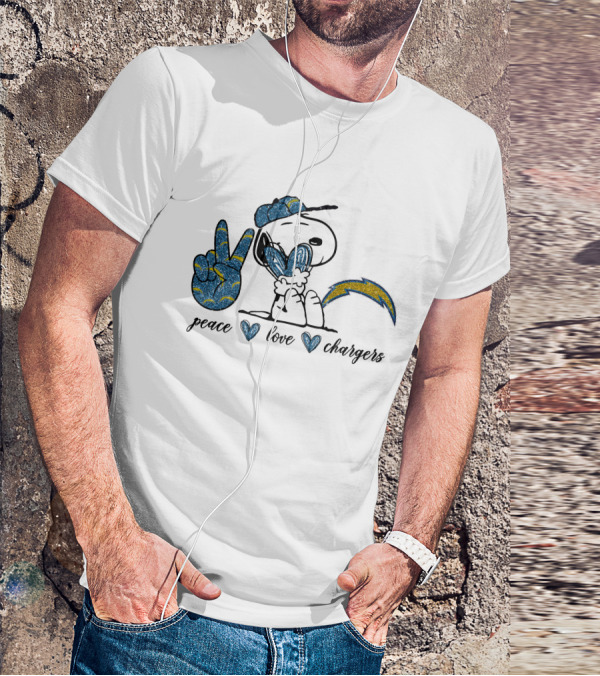 Peace Love Chargers Snoopy Football Fan T-Shirt