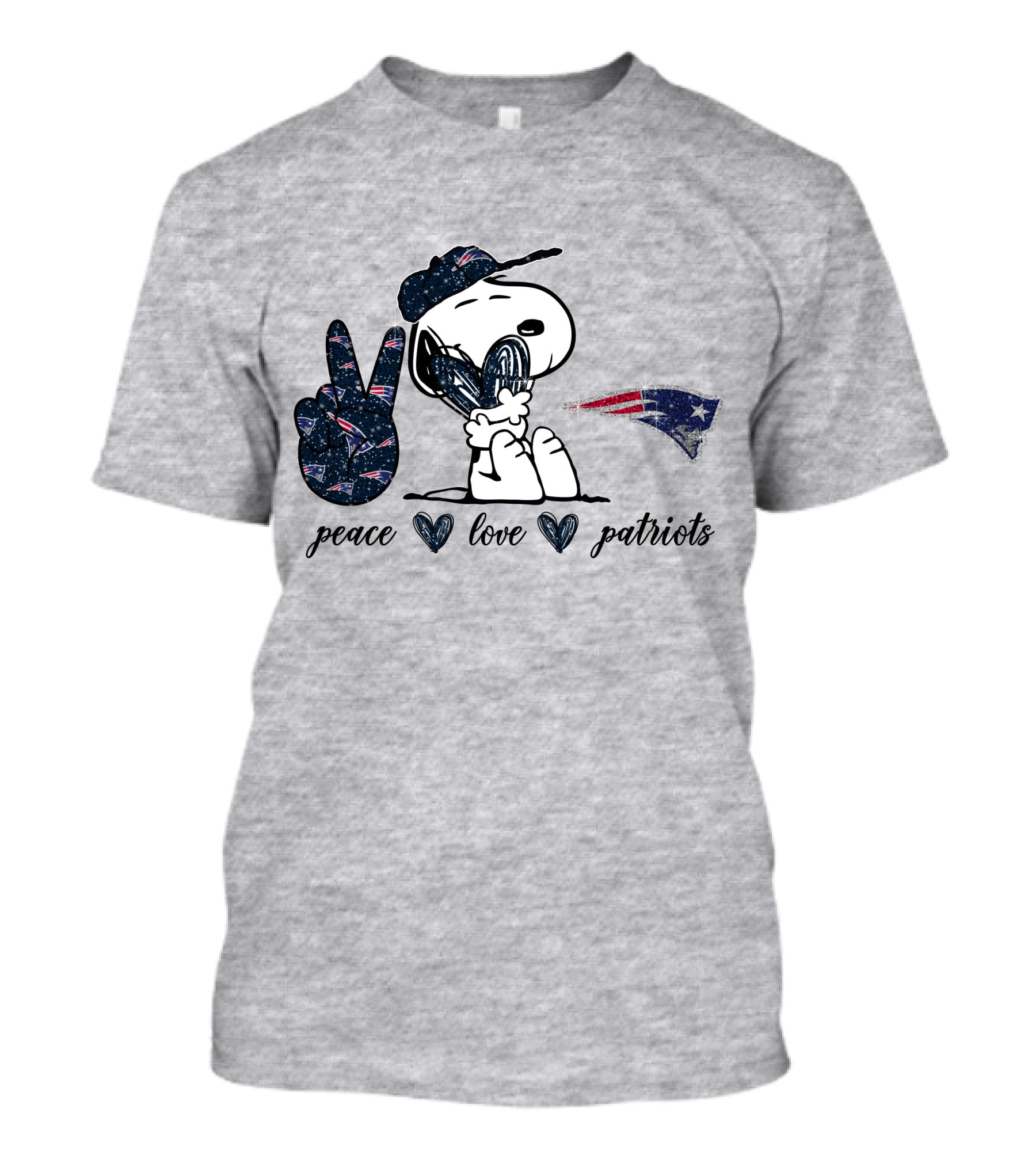 Peace Love Patriots Snoopy New England Patriots Fan T-Shirt