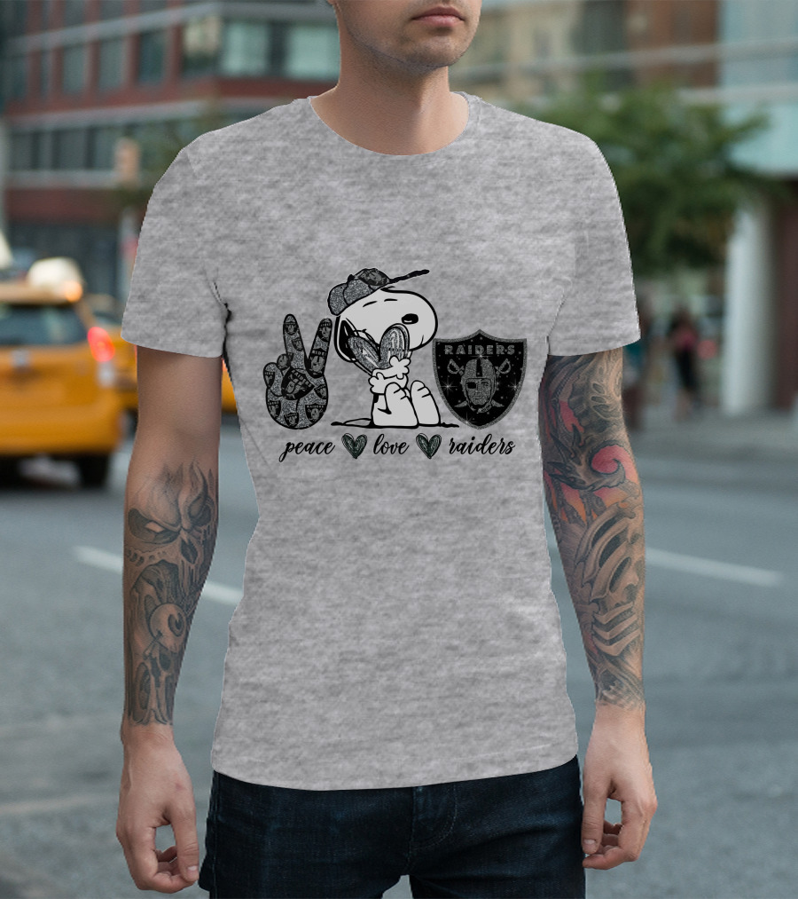 Peace Love Raiders Snoopy NFL Team T-Shirt
