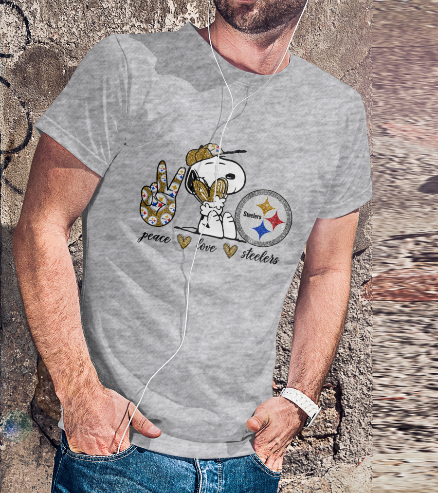 Peace Love Snoopy Steelers Football Hearts T-Shirt