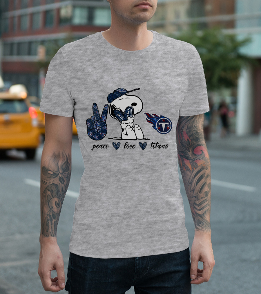 Peace Love Tennessee Titans Snoopy Football T-Shirt