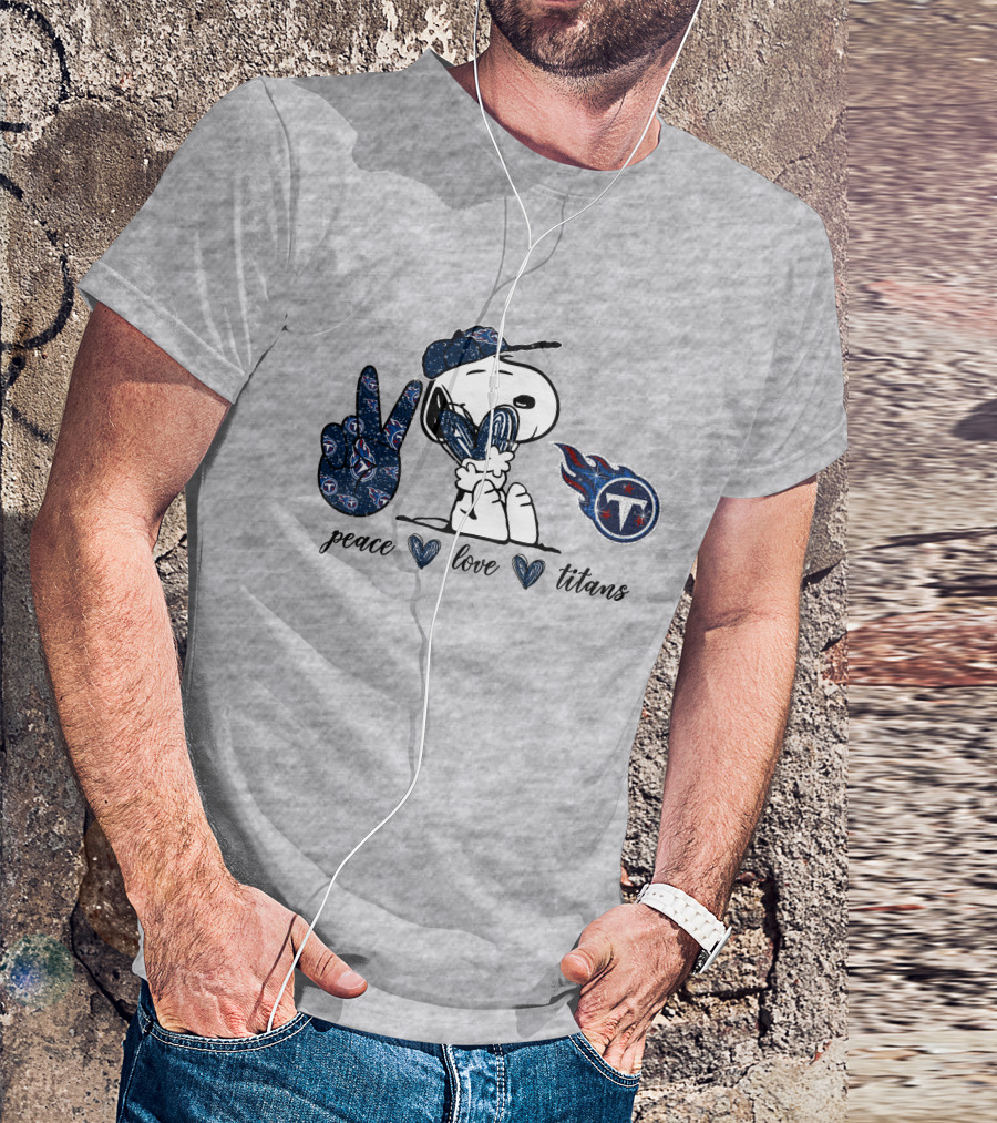 Peace Love Tennessee Titans Snoopy Football T-Shirt